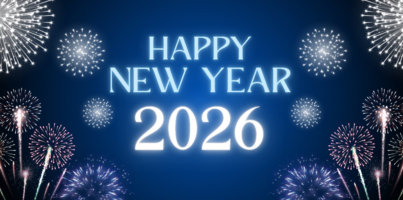 Happy New Year 2026 fireworks graphic