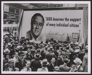Historic billboard quoting FDR: USO deserves the support of every individual citizen