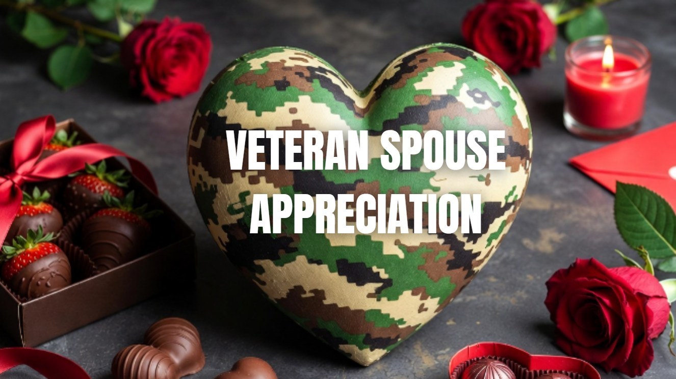 Veteran Spouse Appreciation heart with roses and candle