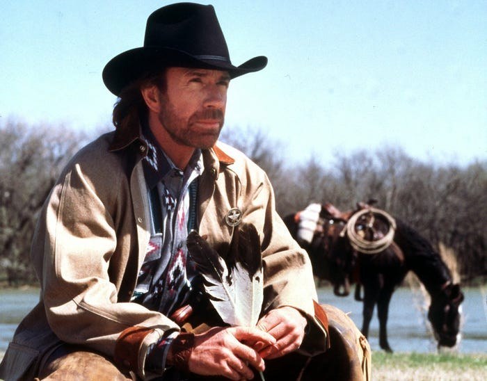 Portrait of Chuck Norris in cowboy hat