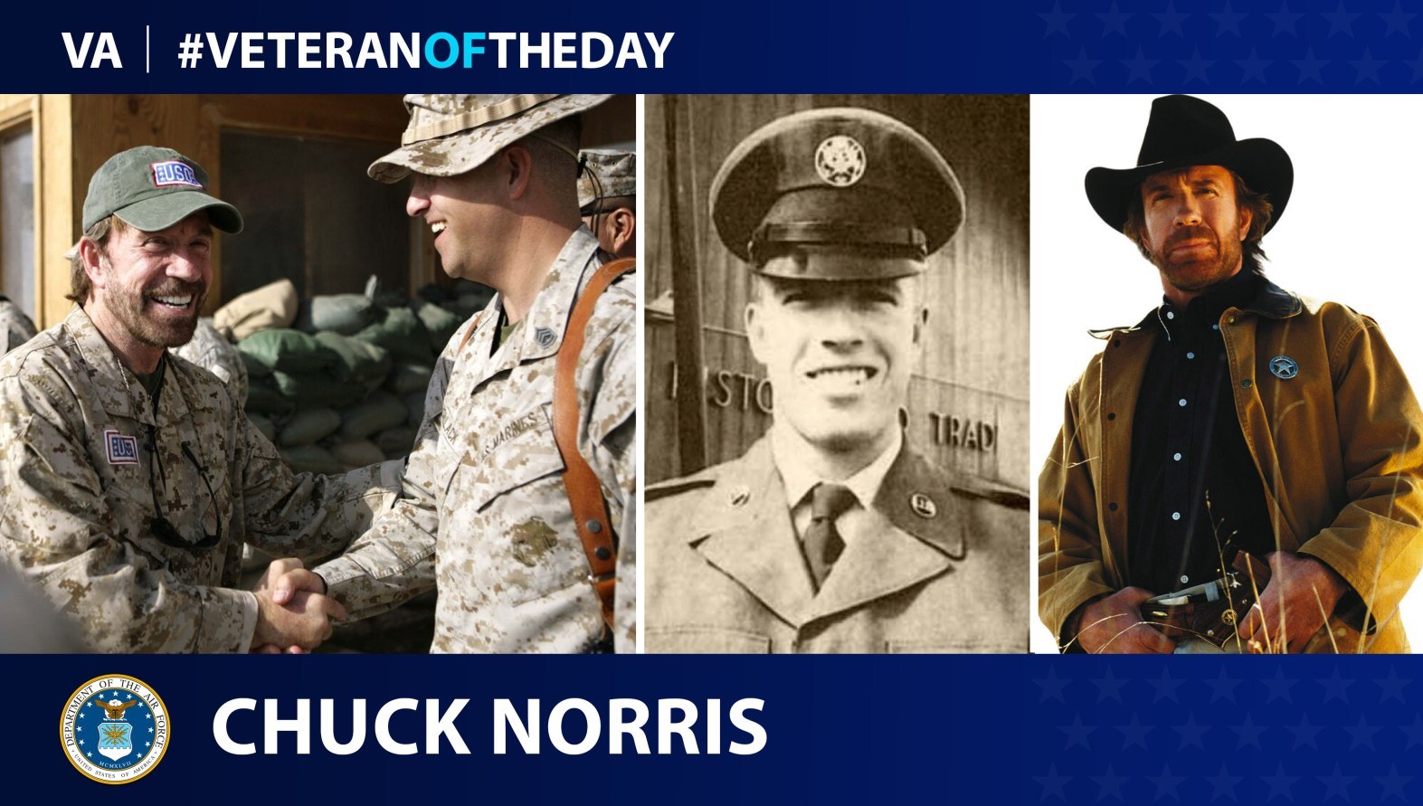 VA Veteran of the Day collage honoring Chuck Norris