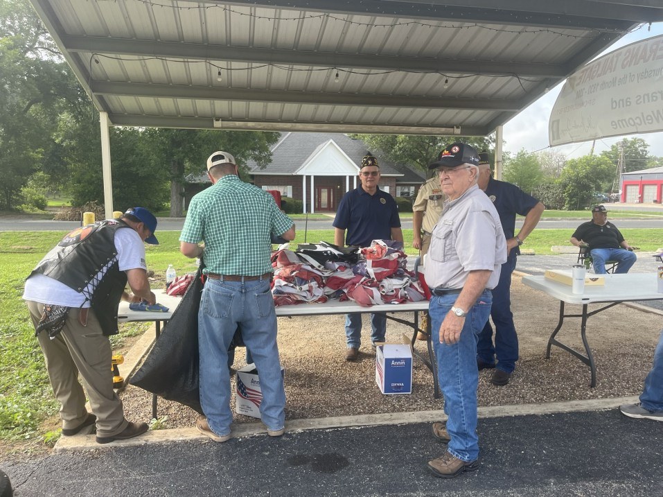 Post members preparing for a Veterans Tailgate event