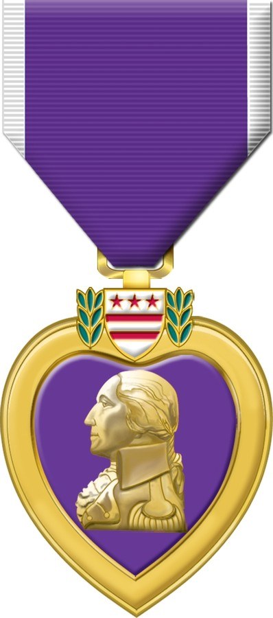 The Purple Heart medal shown in full